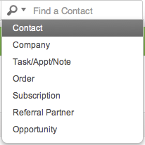 Infusionsoft Search Options from the Infusionsoft Help Icon