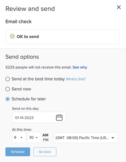 Keap Email Broadcast Review Send