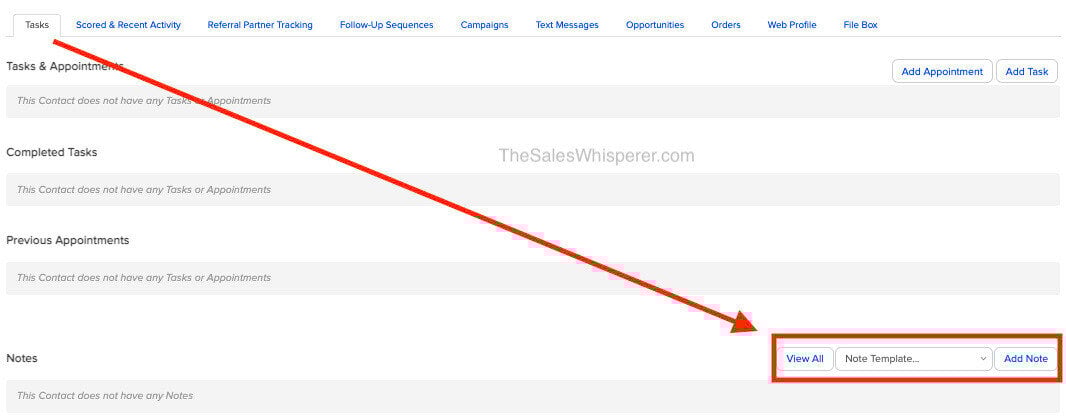 Keap Select Note Template Wes Schaeffer