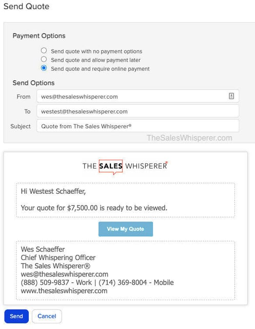 Keap Send Quote Wes Schaeffer