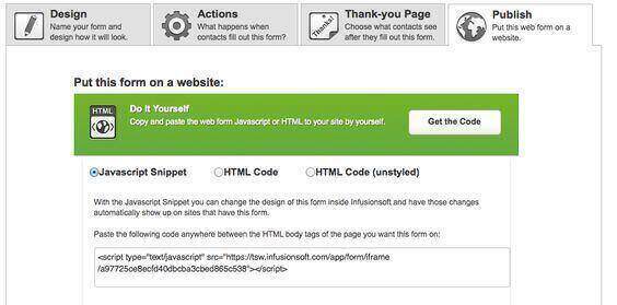 Publish your Infusionsoft Web Form with Javascript HTML or unstyled HTML