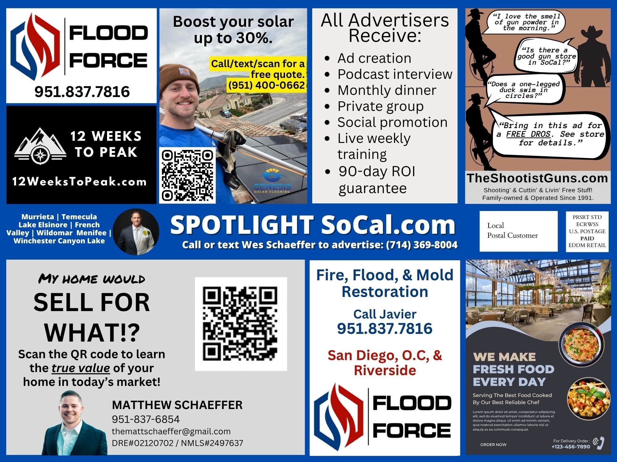 Temecula Valley Spotlight 9x12 postcard by Wes Schaeffer, The Business Fixer