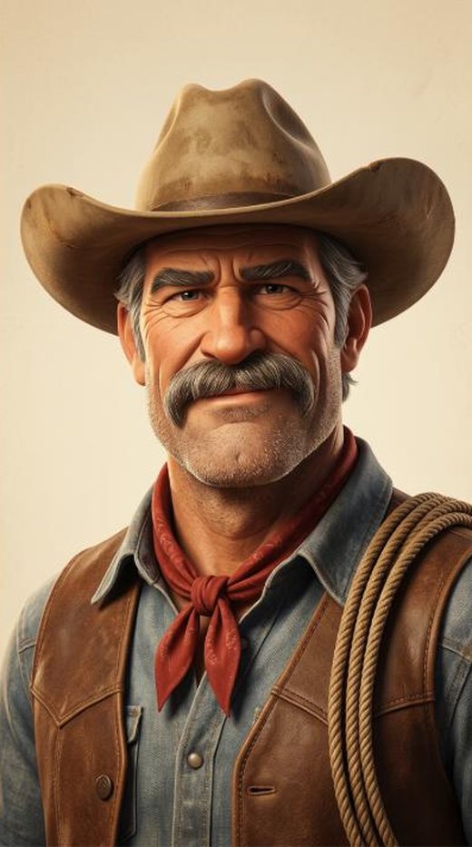 HANK, the AI supervisor: a confident cartoon cowboy with tan hat, red bandana, and coiled lasso